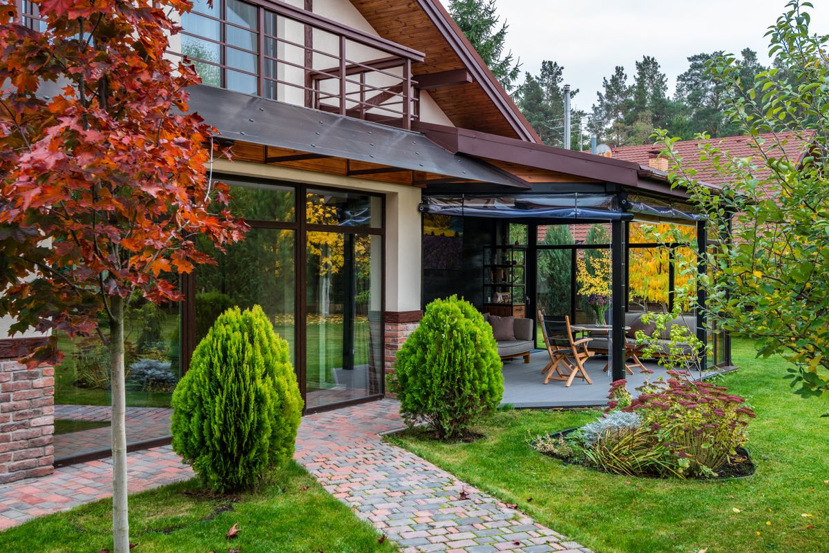 Covered veranda terrace on a modern home
