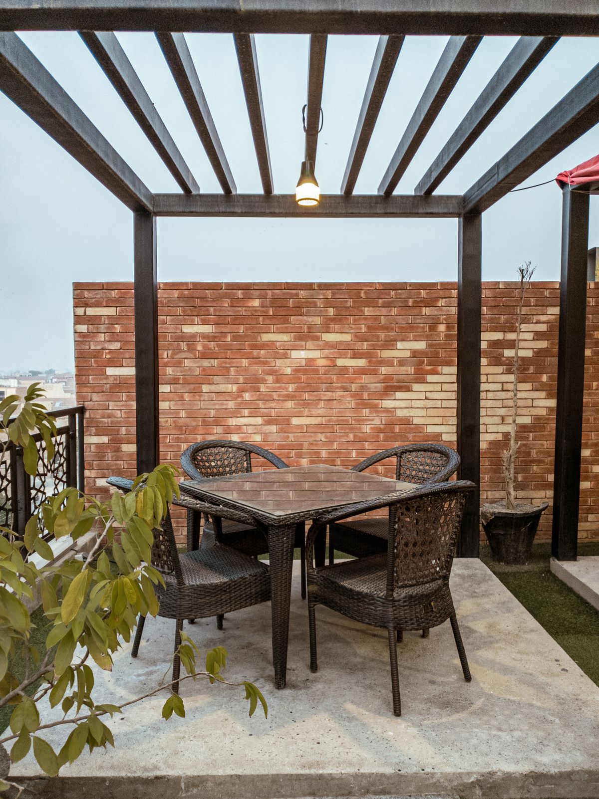 Seating area on a covered veranda